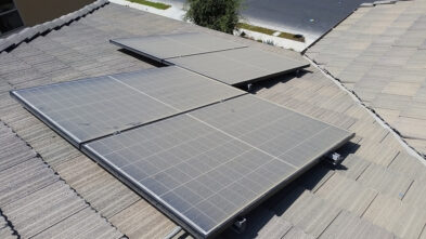 Solar Panels covered with dust on the roof in San Clemente